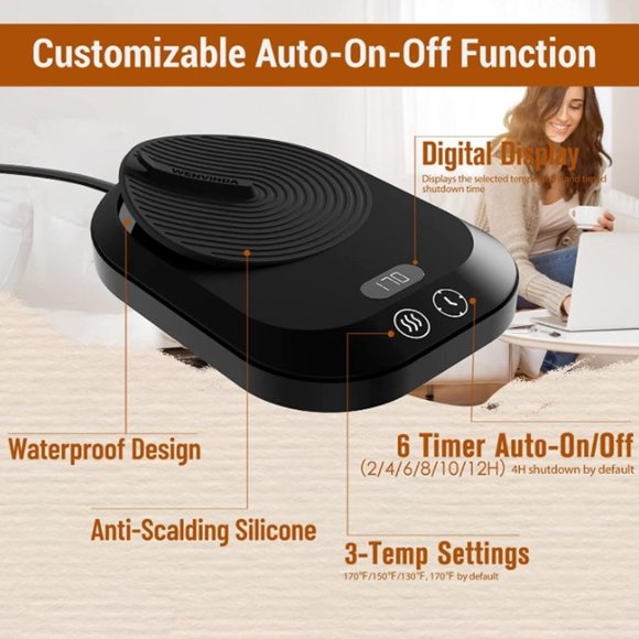 Coffee Cup / Mug Warmer PINK - Electric with 3-Temp Settings & Auto Shut Off NEW - Picture 6 of 7